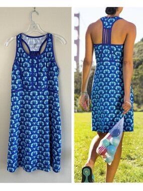 Title Nine Dream Work Hard Play Hard Dress, L, Blue Strappy Athleisure